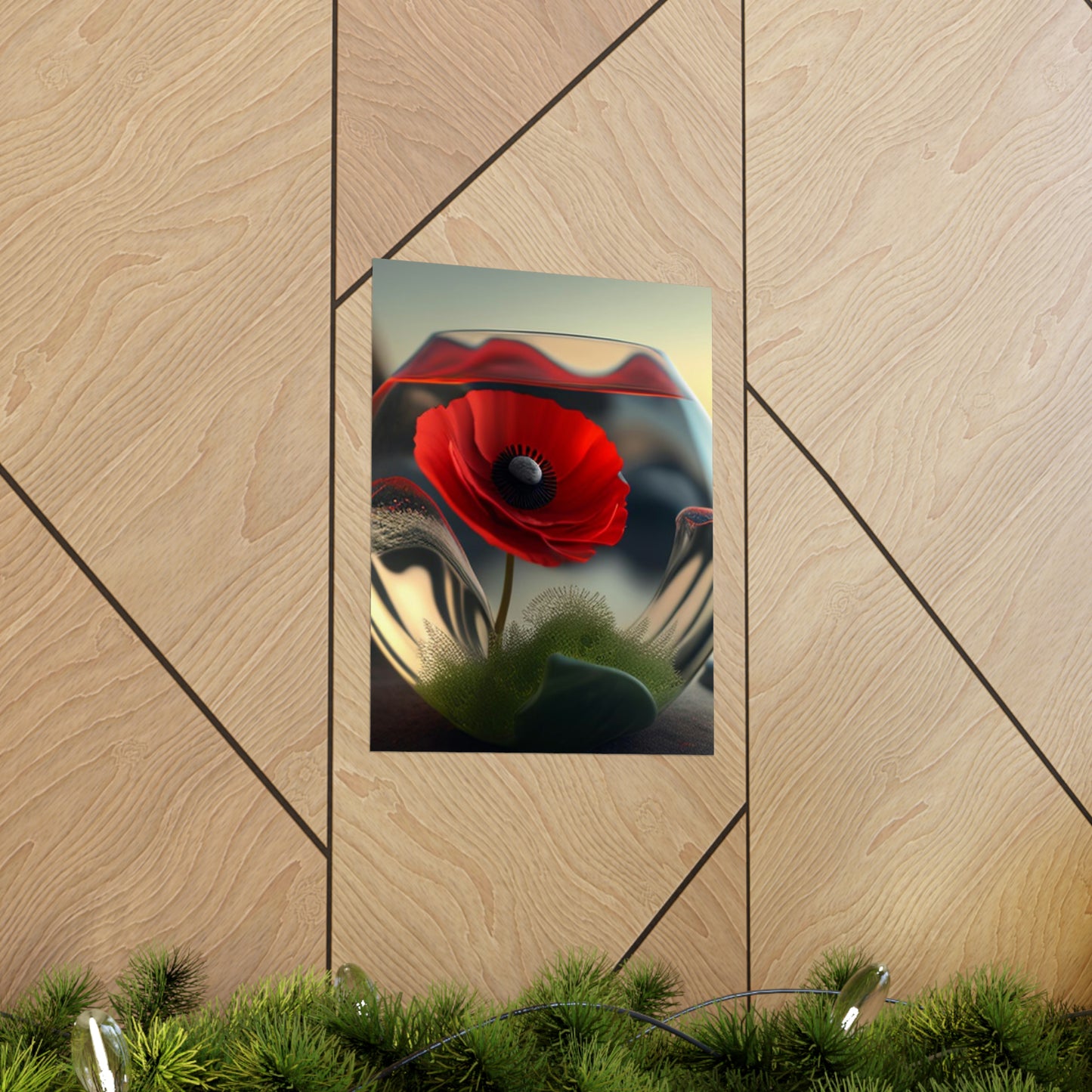 Premium Matte Vertical Posters Red Anemone in a Vase 3