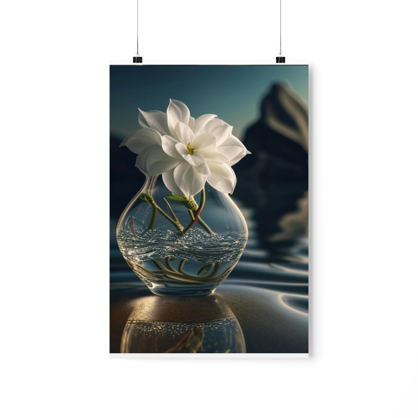 Premium Matte Vertical Posters Jasmine glass vase 4