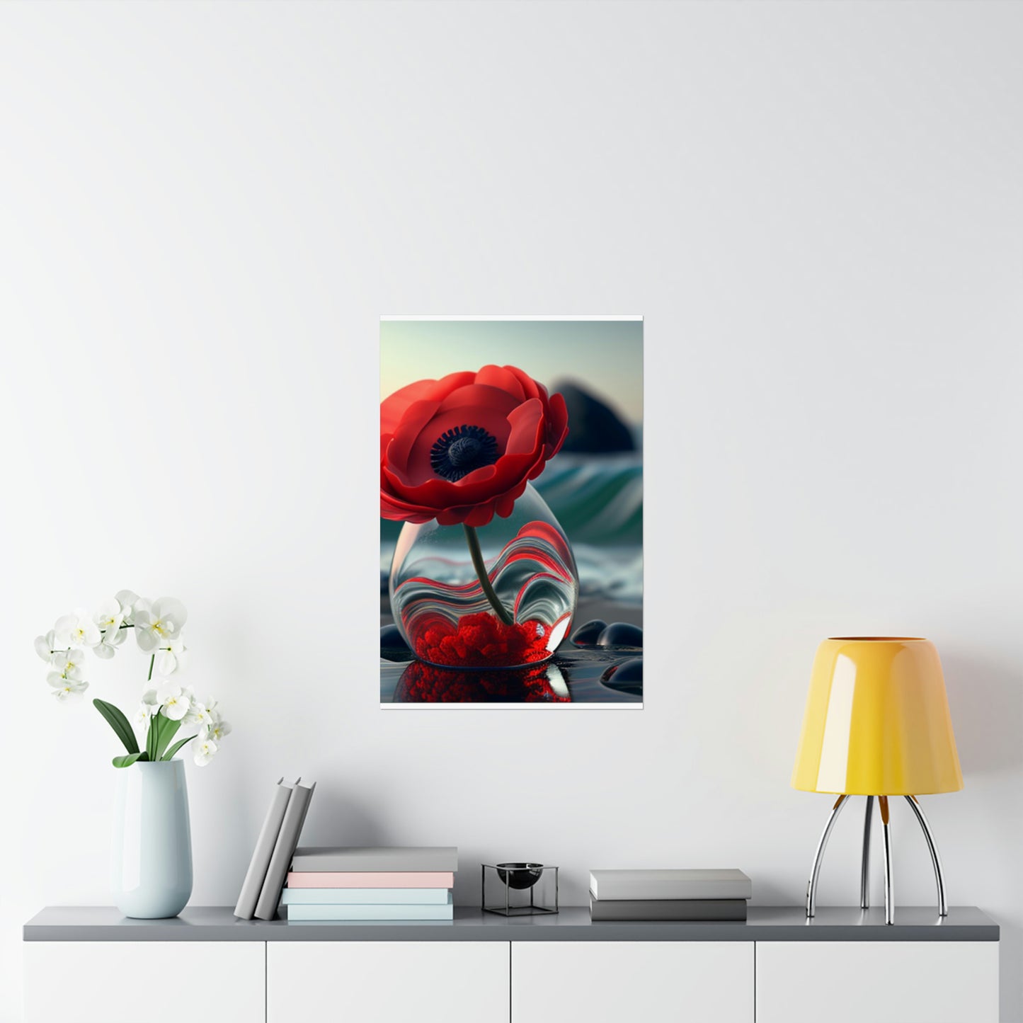 Premium Matte Vertical Posters Red Anemone in a Vase 1