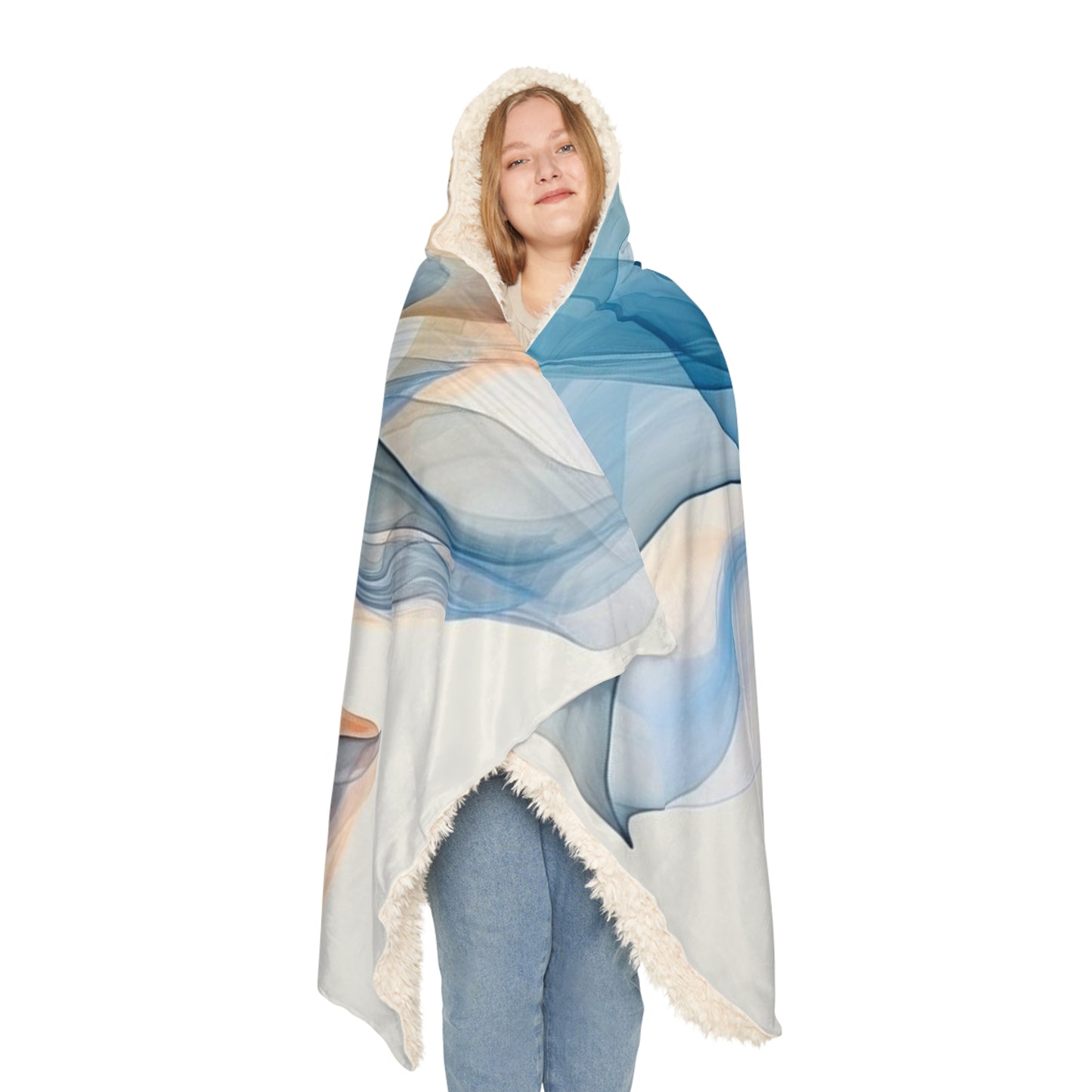 Snuggle Hooded Blanket Blue Tluip Abstract 3