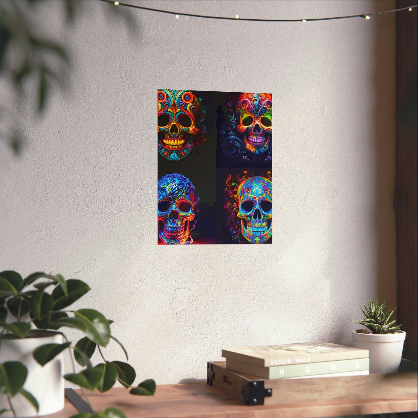 Premium Matte Vertical Posters Macro Skull Color 5
