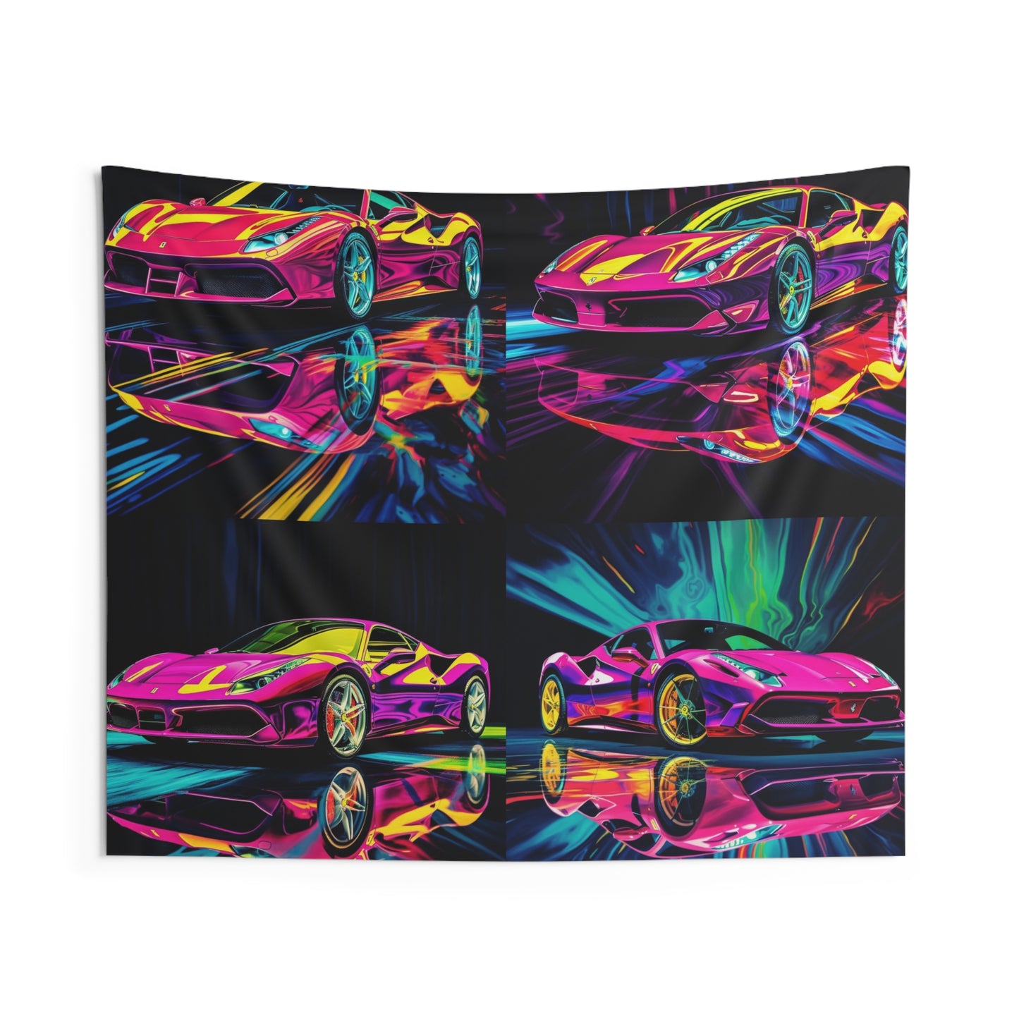 Indoor Wall Tapestries Pink Ferrari Macro 5