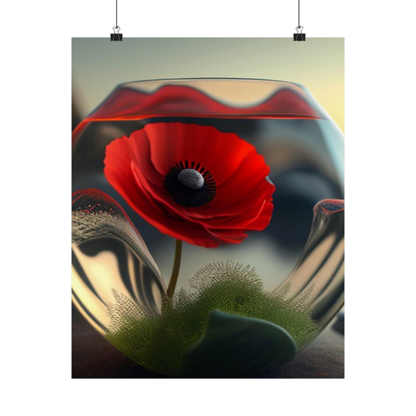 Premium Matte Vertical Posters Red Anemone in a Vase 3