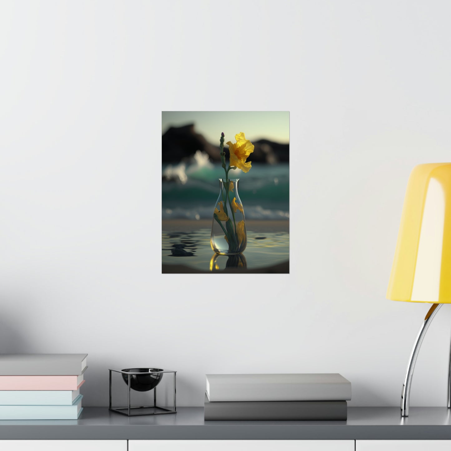 Premium Matte Vertical Posters Yellow Gladiolus glass 2