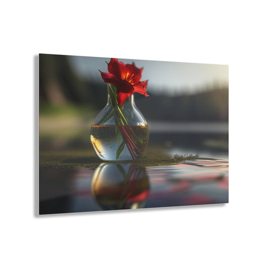 Acrylic Prints Red Lily in a Glass vase 3