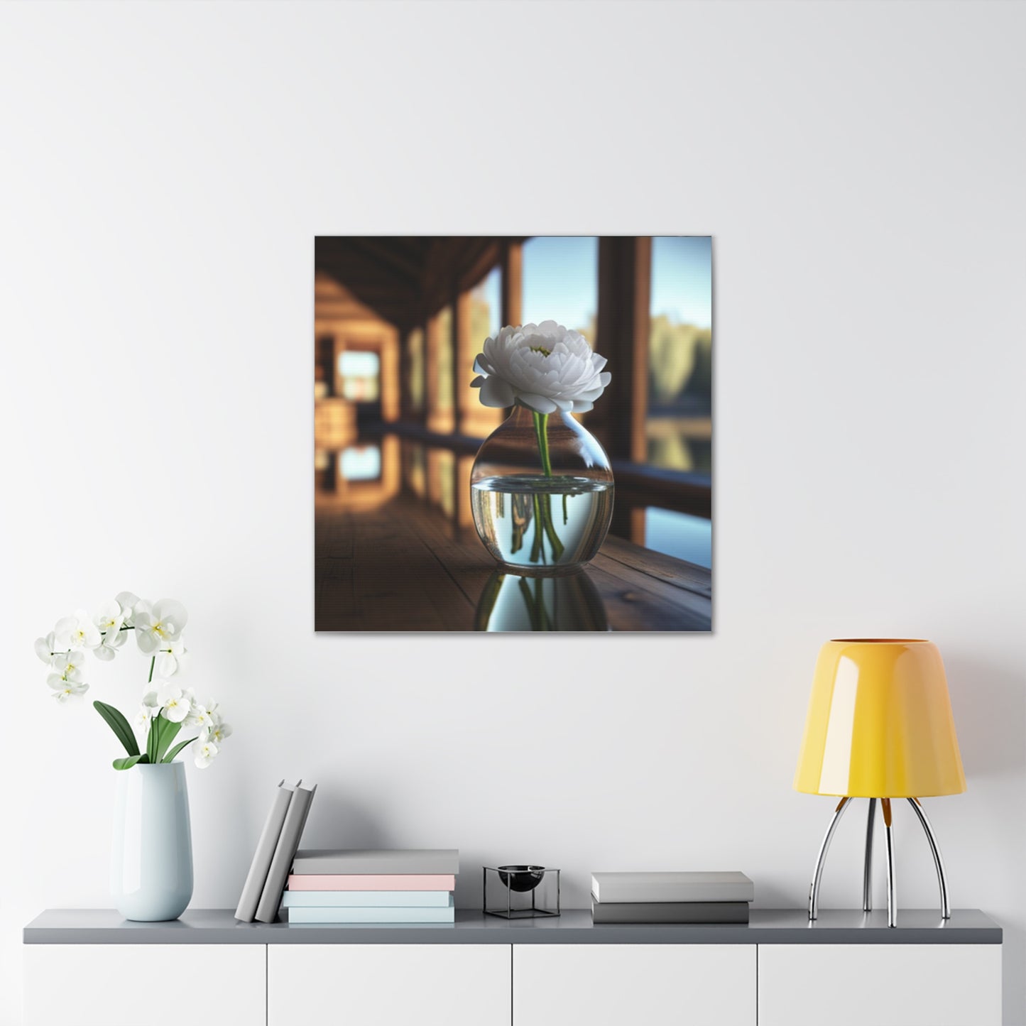 Canvas Gallery Wraps White Peony glass vase 3