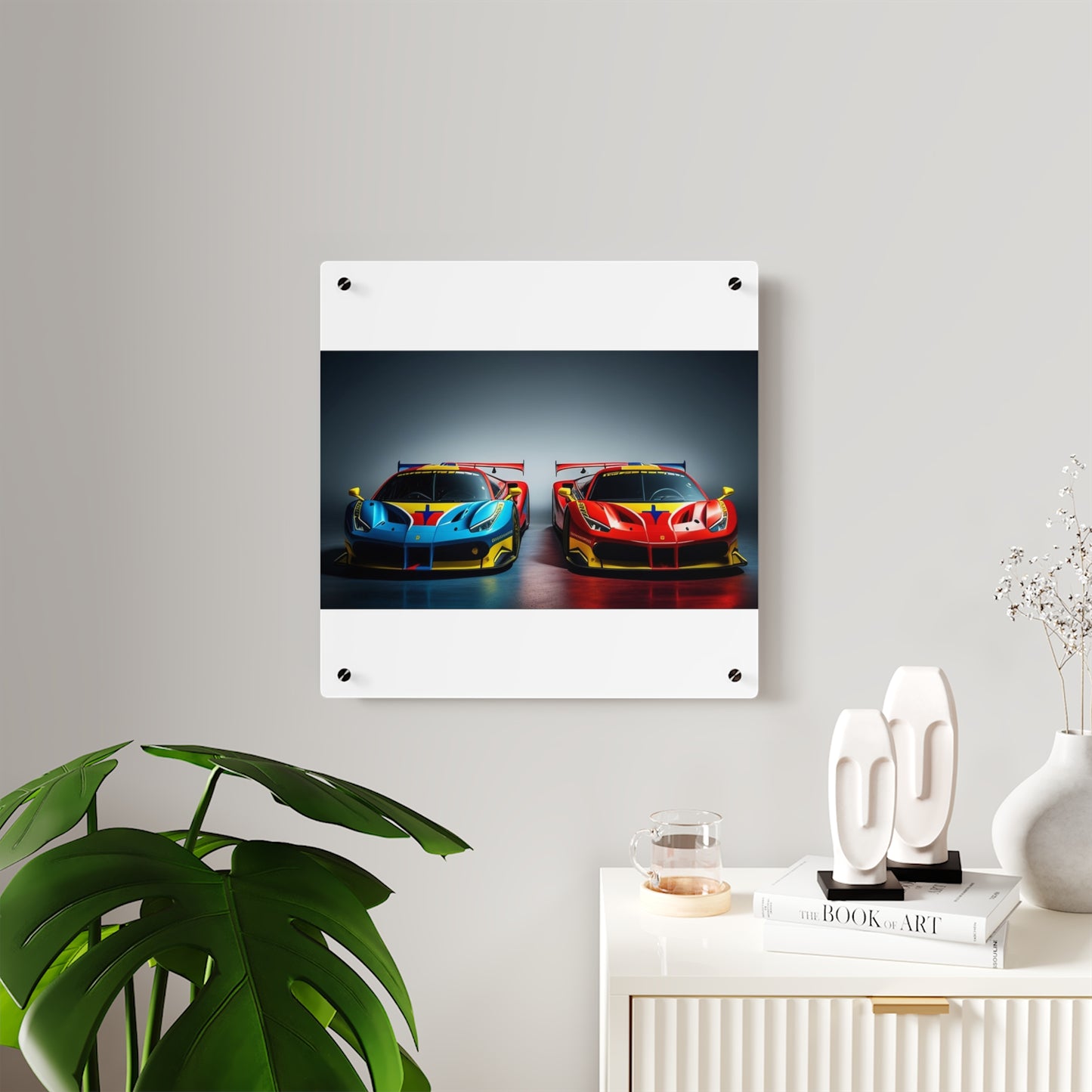 Acrylic Wall Art Panels Ferrari Red Blue 2