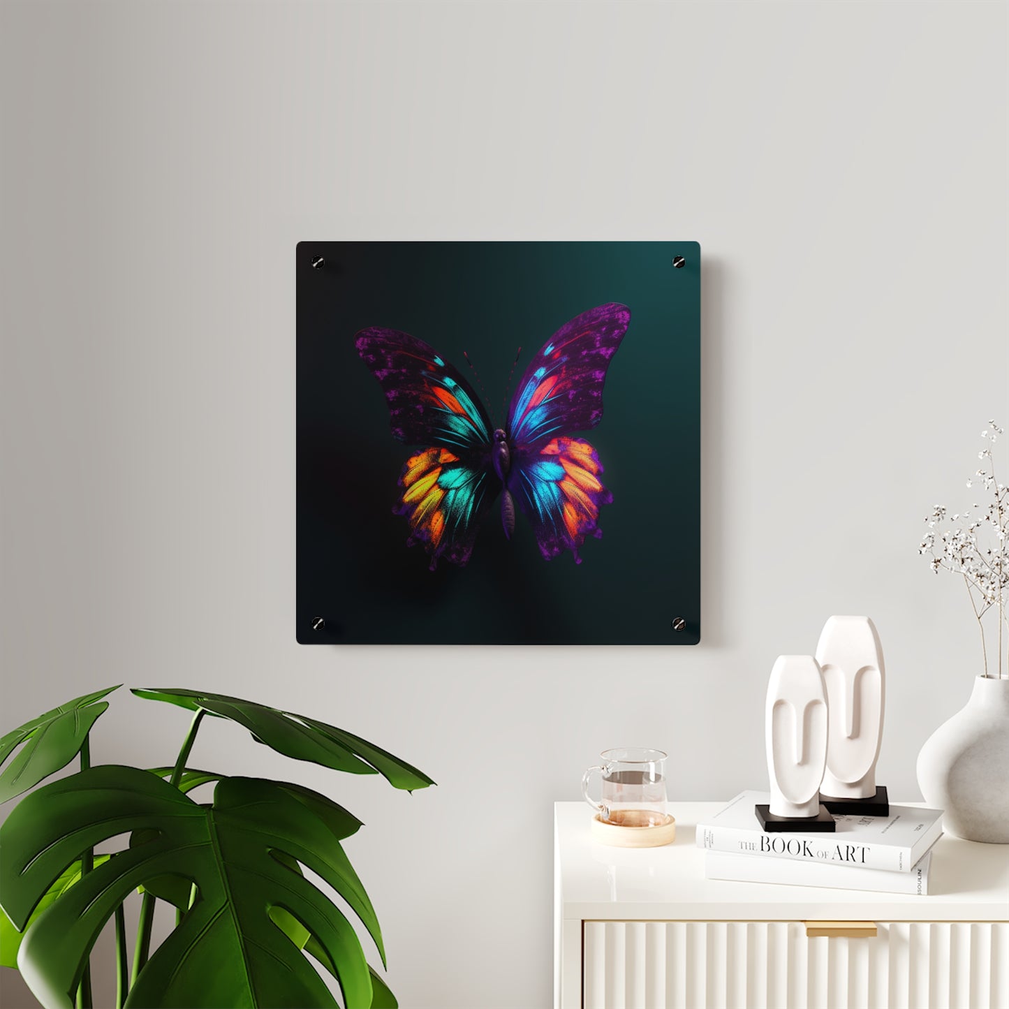 Acrylic Wall Art Panels Hyper Colorful Butterfly Purple 1