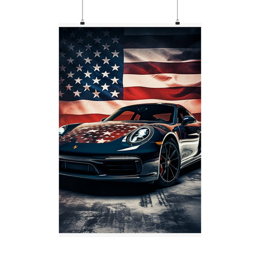 Premium Matte Vertical Posters Abstract American Flag Background Porsche 2