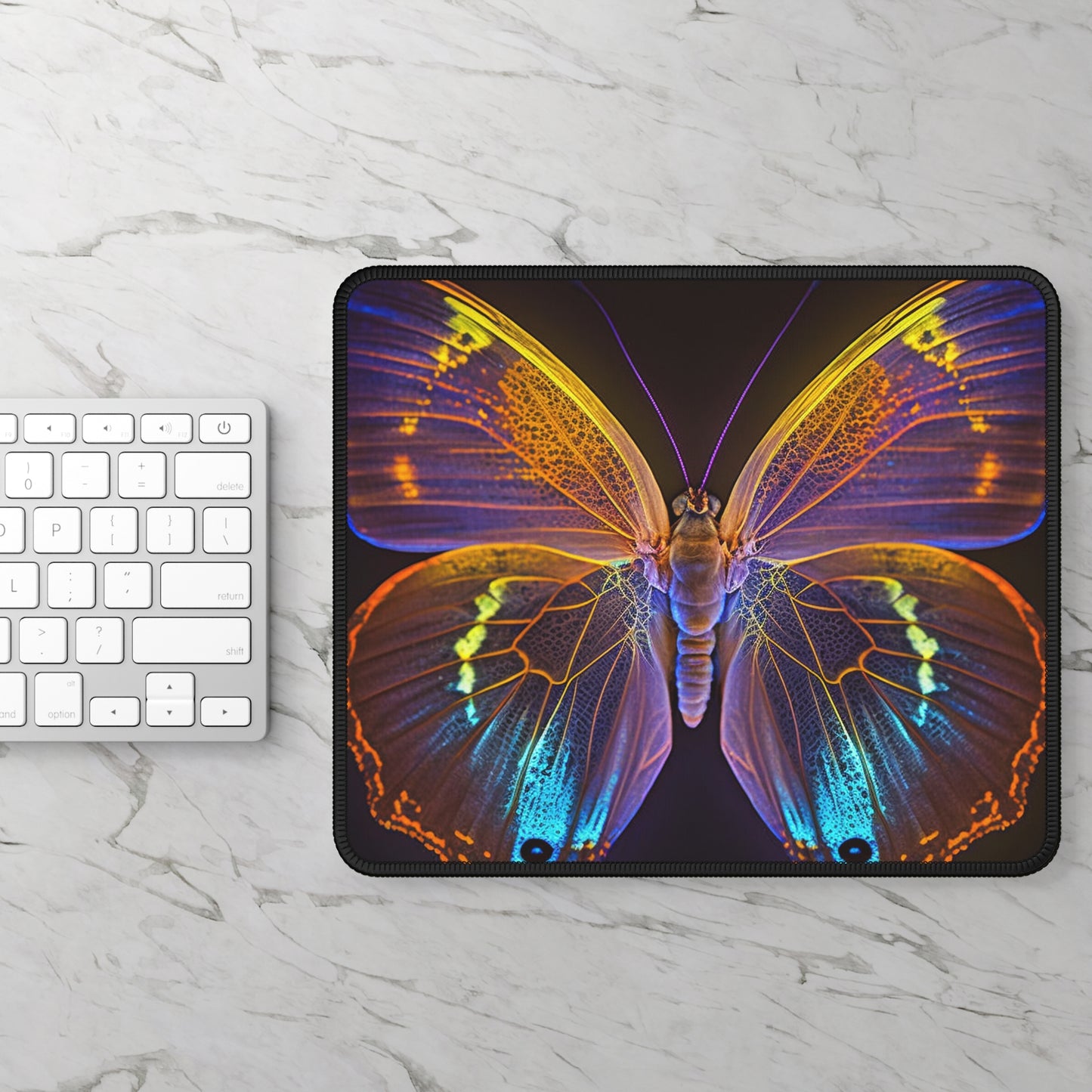 Gaming Mouse Pad  Neon Butterfly Flair 2