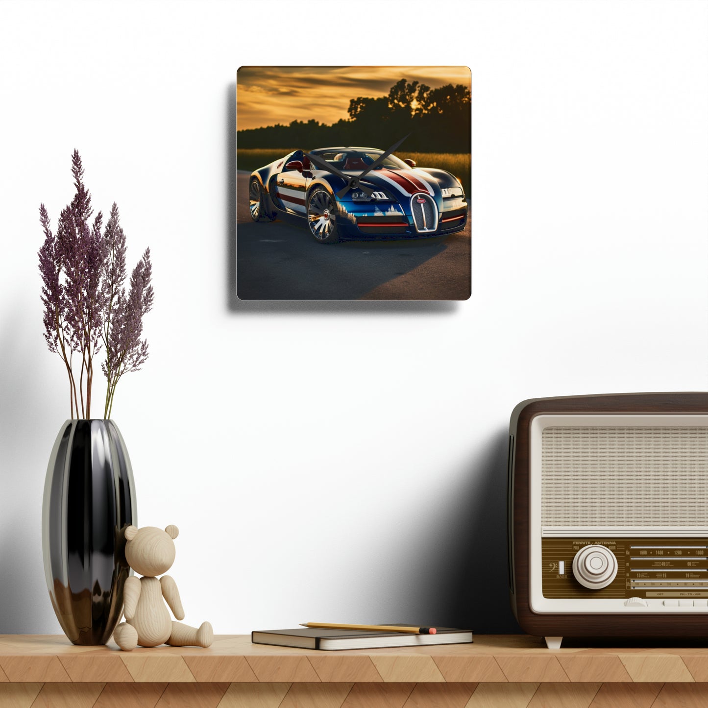 Acrylic Wall Clock Bugatti Flag American 3