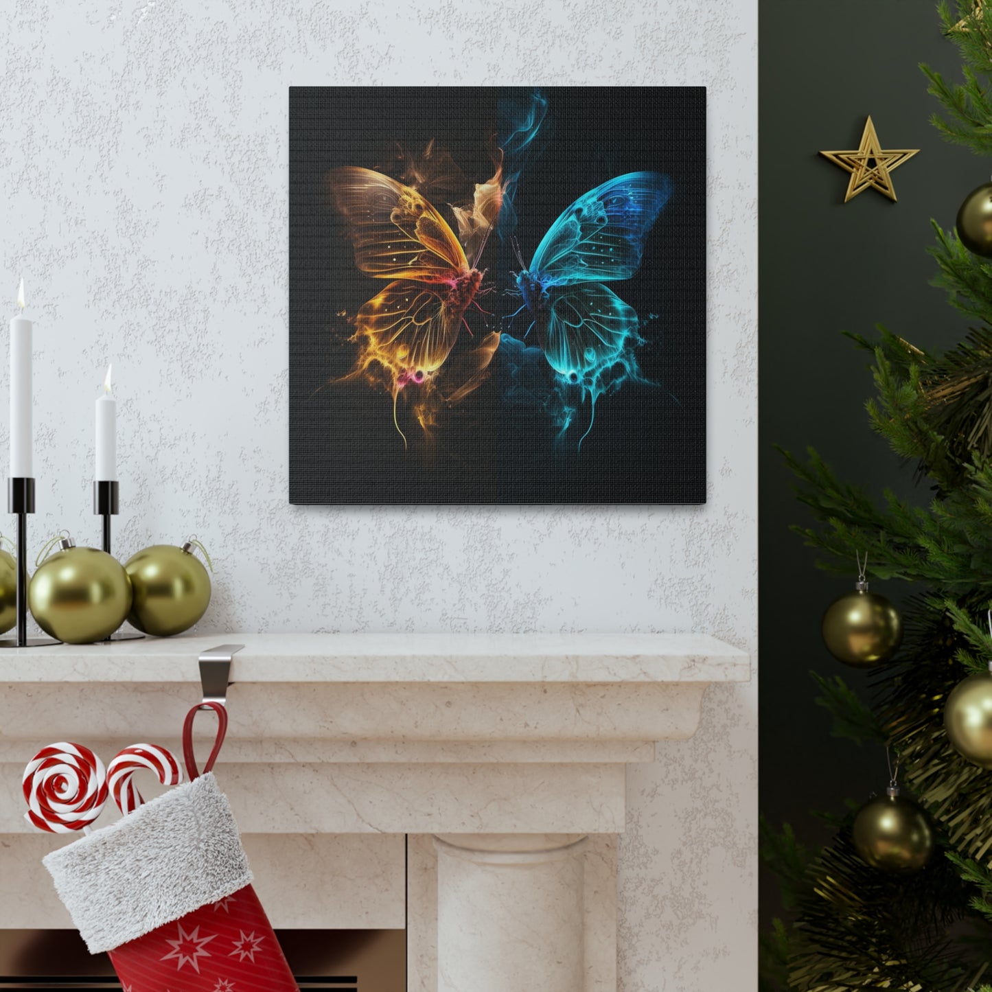 Canvas Gallery Wraps Kiss Neon Butterfly 9