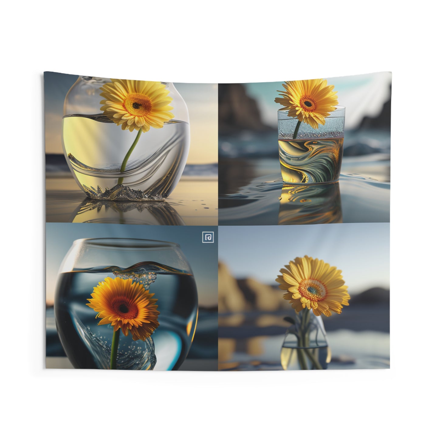 Indoor Wall Tapestries yello Gerbera glass 5