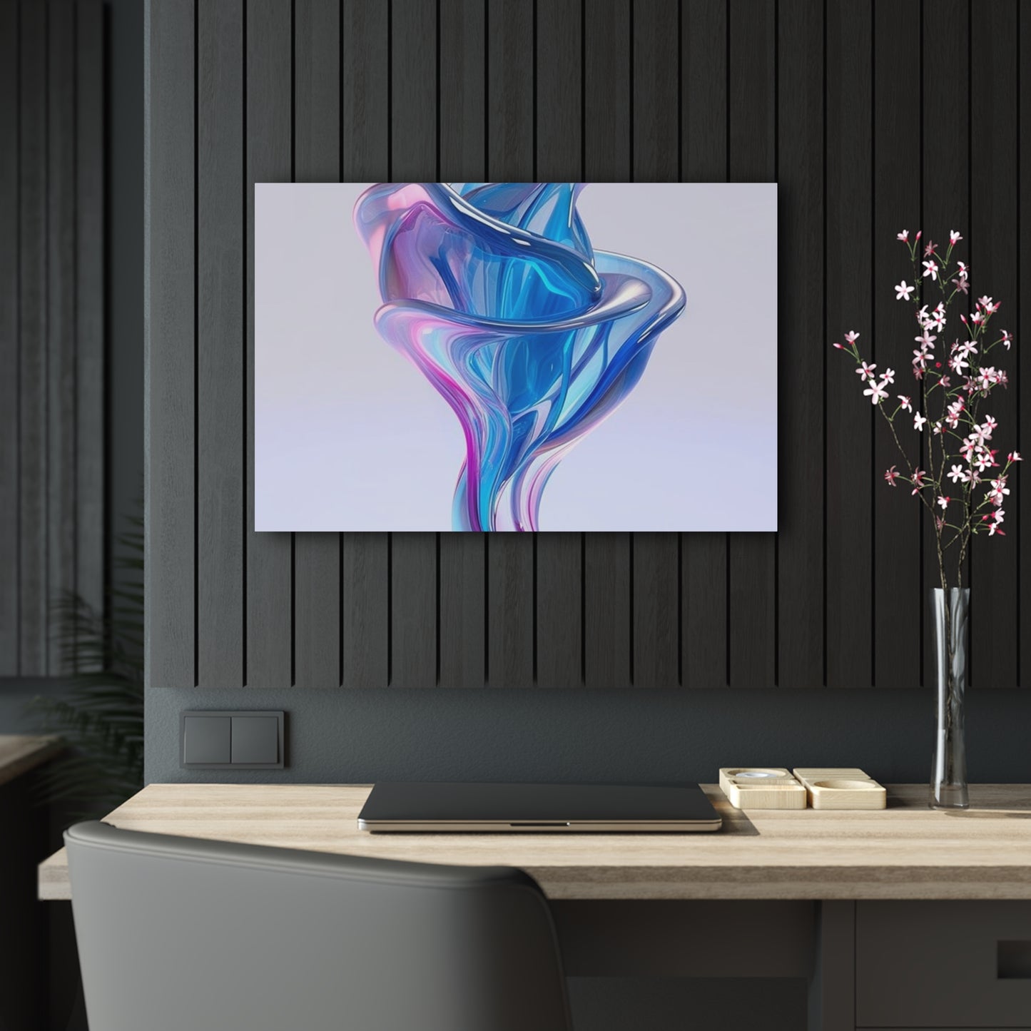 Acrylic Prints Pink & Blue Tulip Rose 2