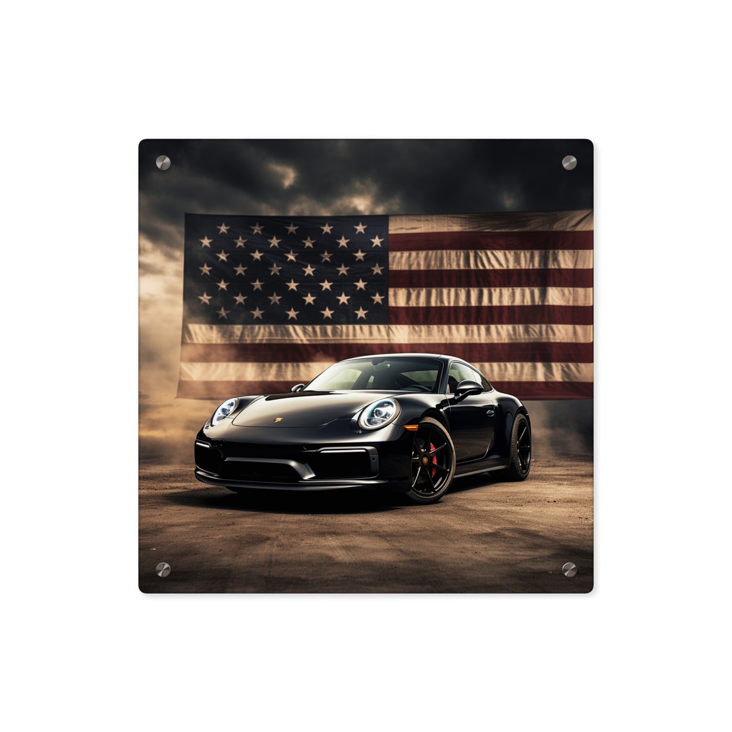 Acrylic Wall Art Panels American Flag Background Porsche 4