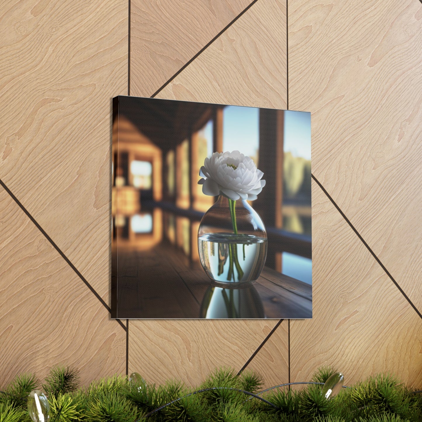 Canvas Gallery Wraps White Peony glass vase 3