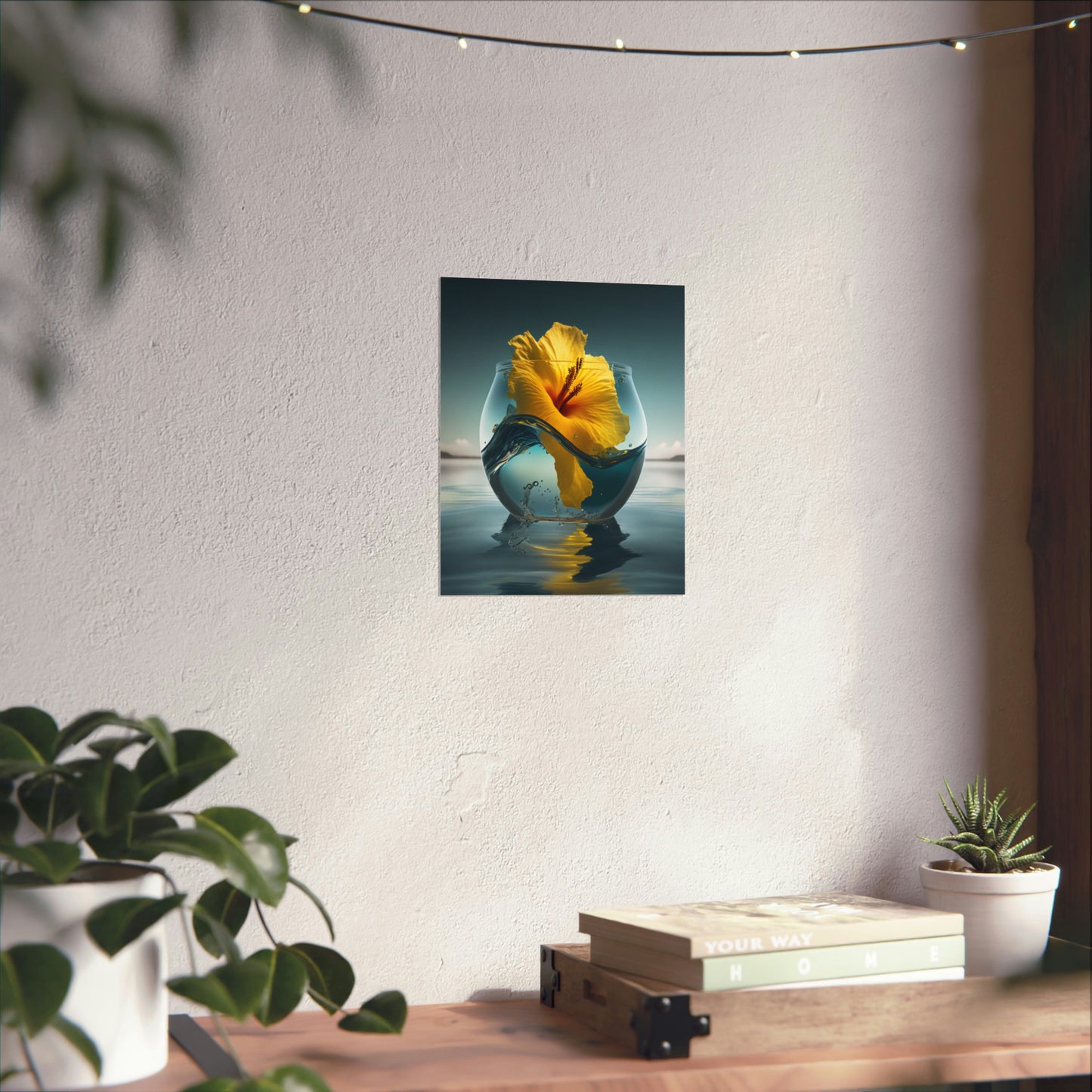 Premium Matte Vertical Posters Yellow Hibiscus glass 4