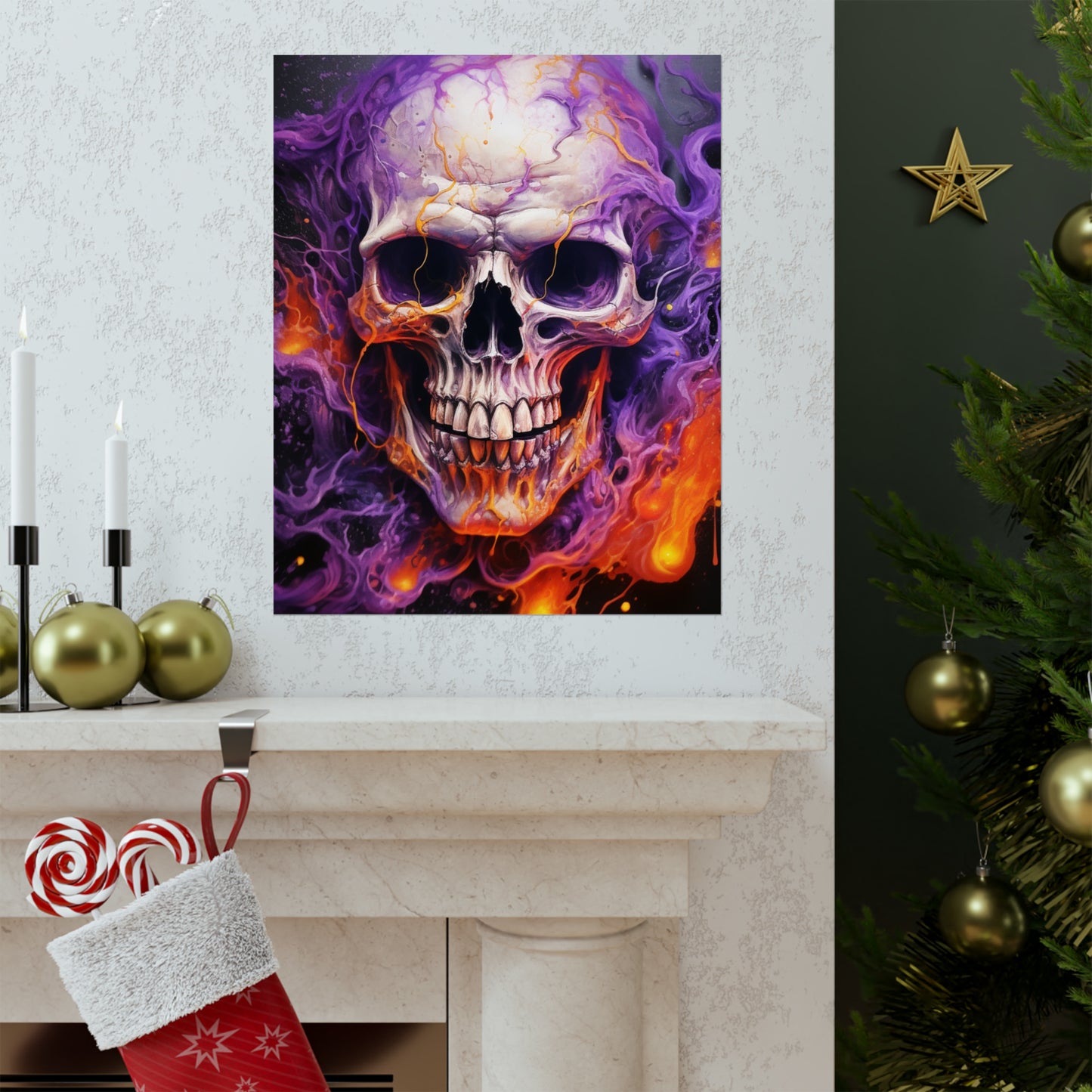 Premium Matte Vertical Posters Skull Flames 2