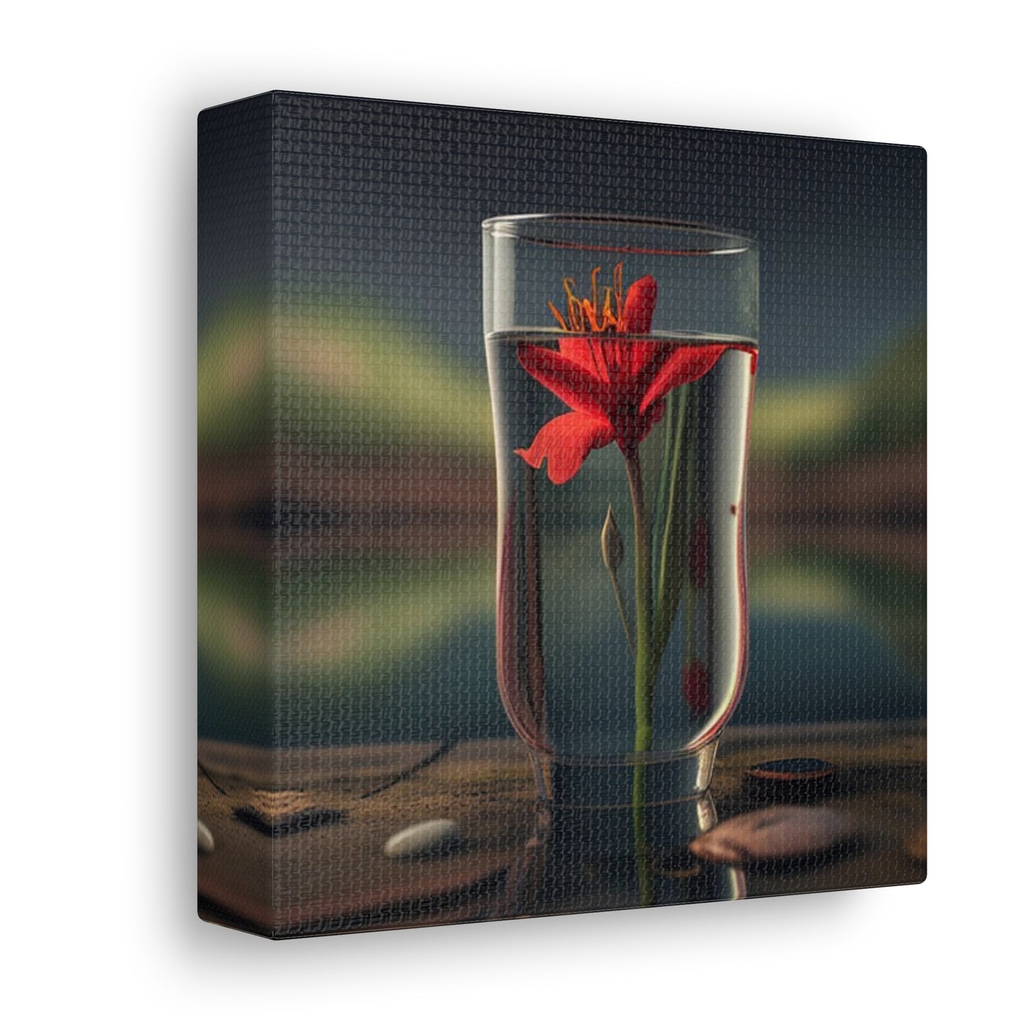 Canvas Gallery Wraps Red Lily in a Glass vase 1