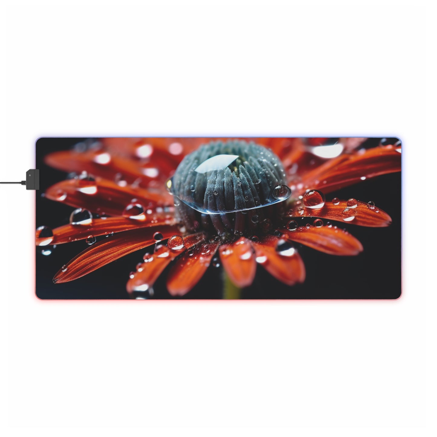 LED Gaming Mouse Pad Water drop Macro Flower 1