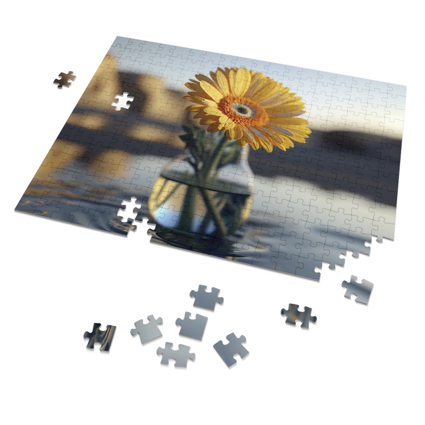 Jigsaw Puzzle (30, 110, 252, 500,1000-Piece) yello Gerbera glass 4