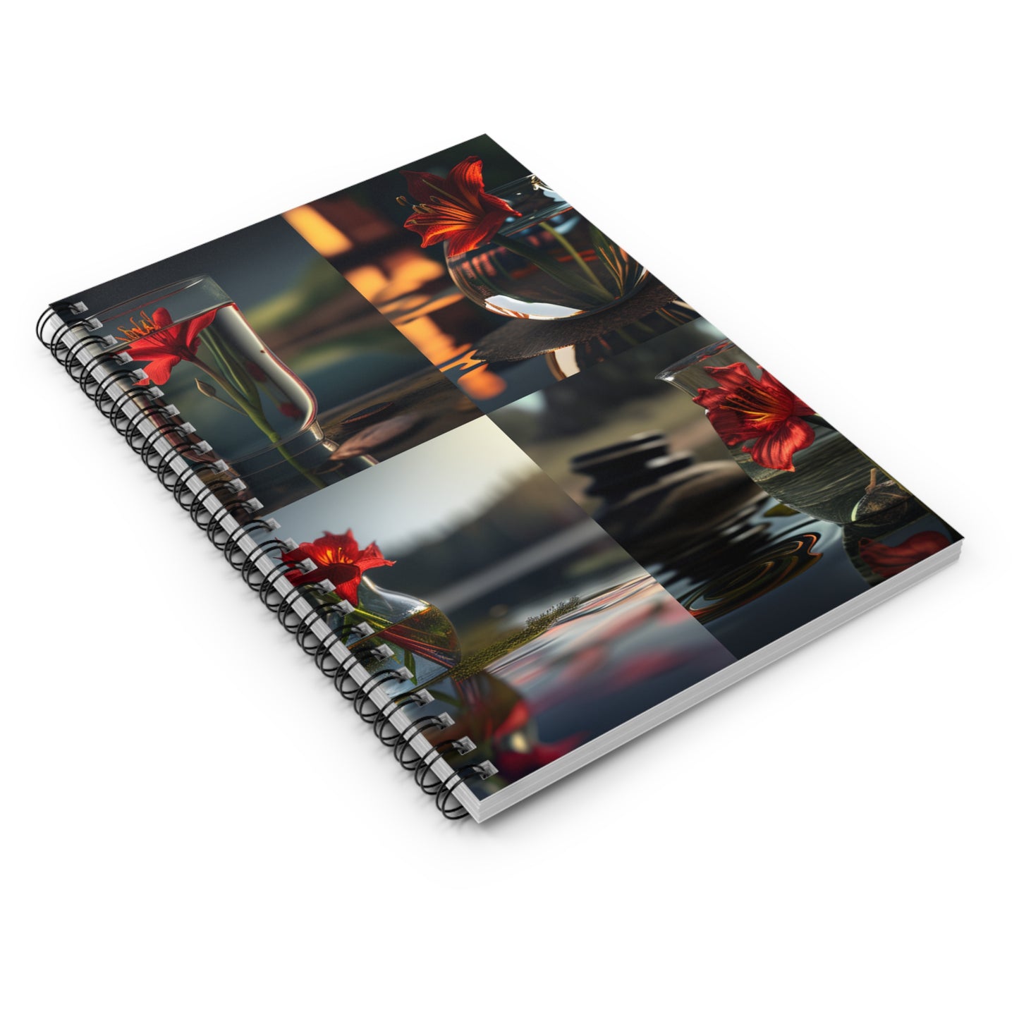 Spiral Notebook - Ruled Line Red Lily in a Glass vase 5