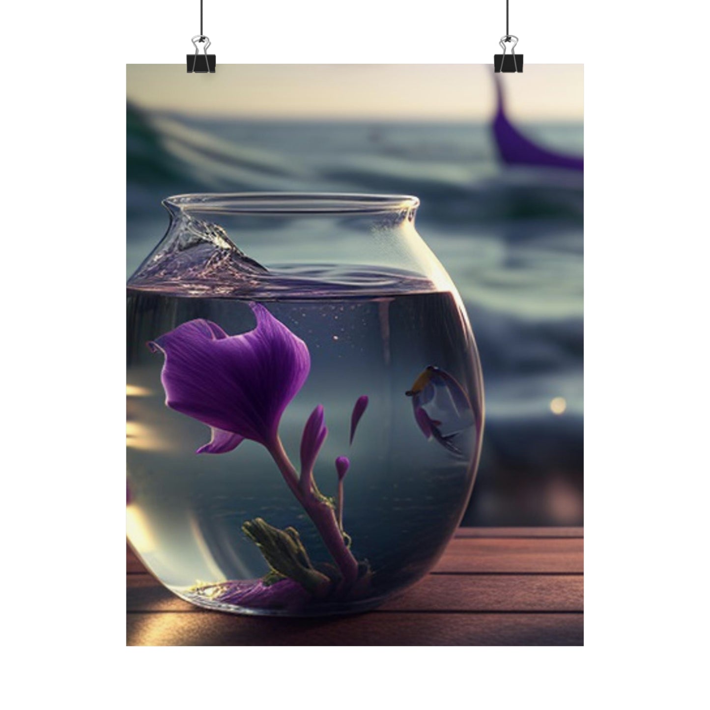 Premium Matte Vertical Posters Purple Sweet pea in a vase 1