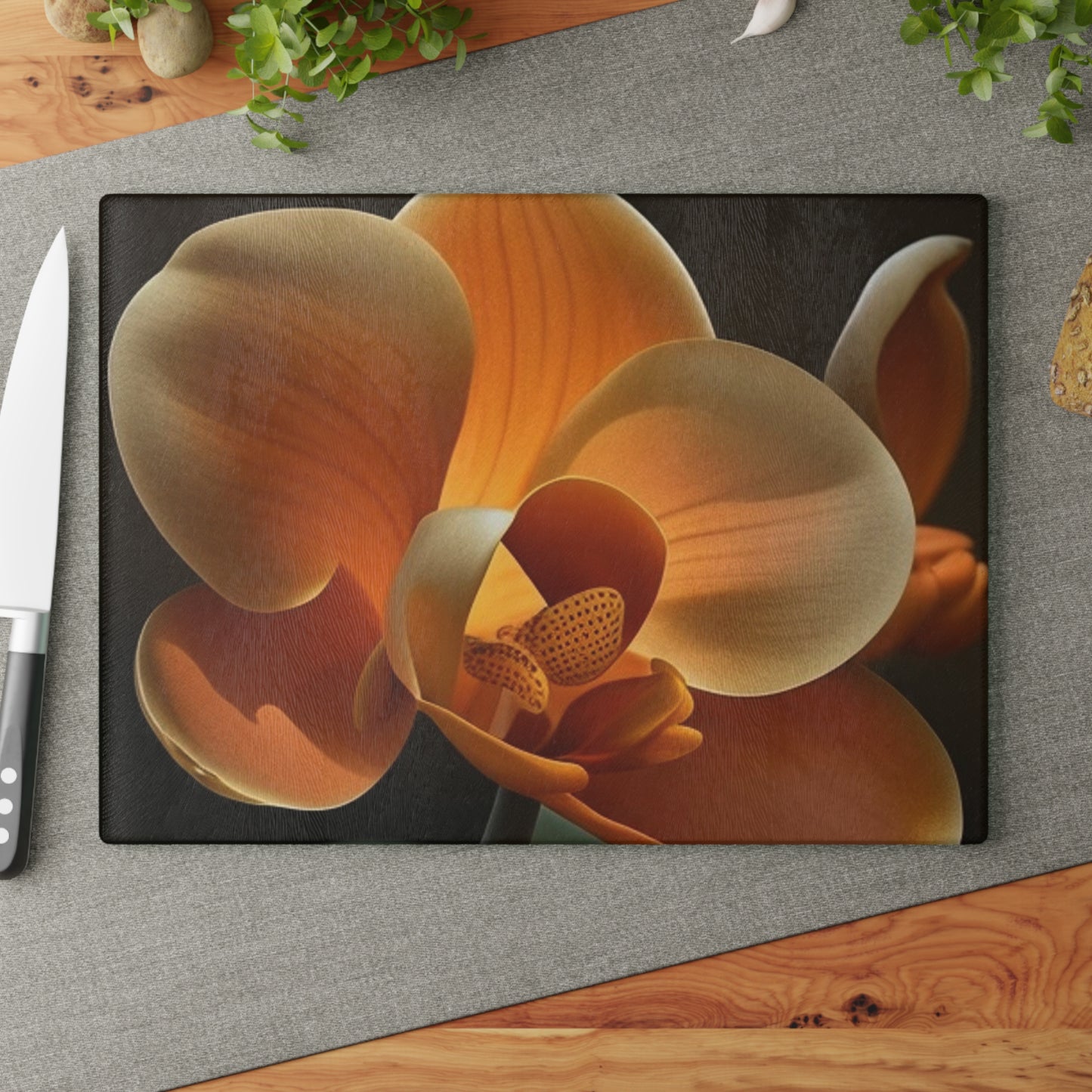 Glass Cutting Board Orange Orchid 4