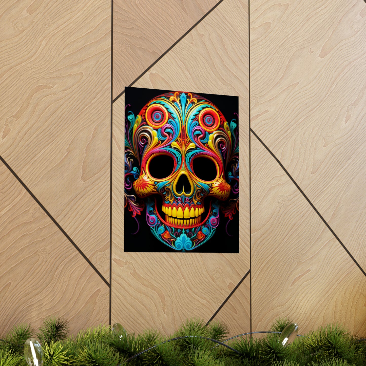 Premium Matte Vertical Posters Macro Skull Color 1