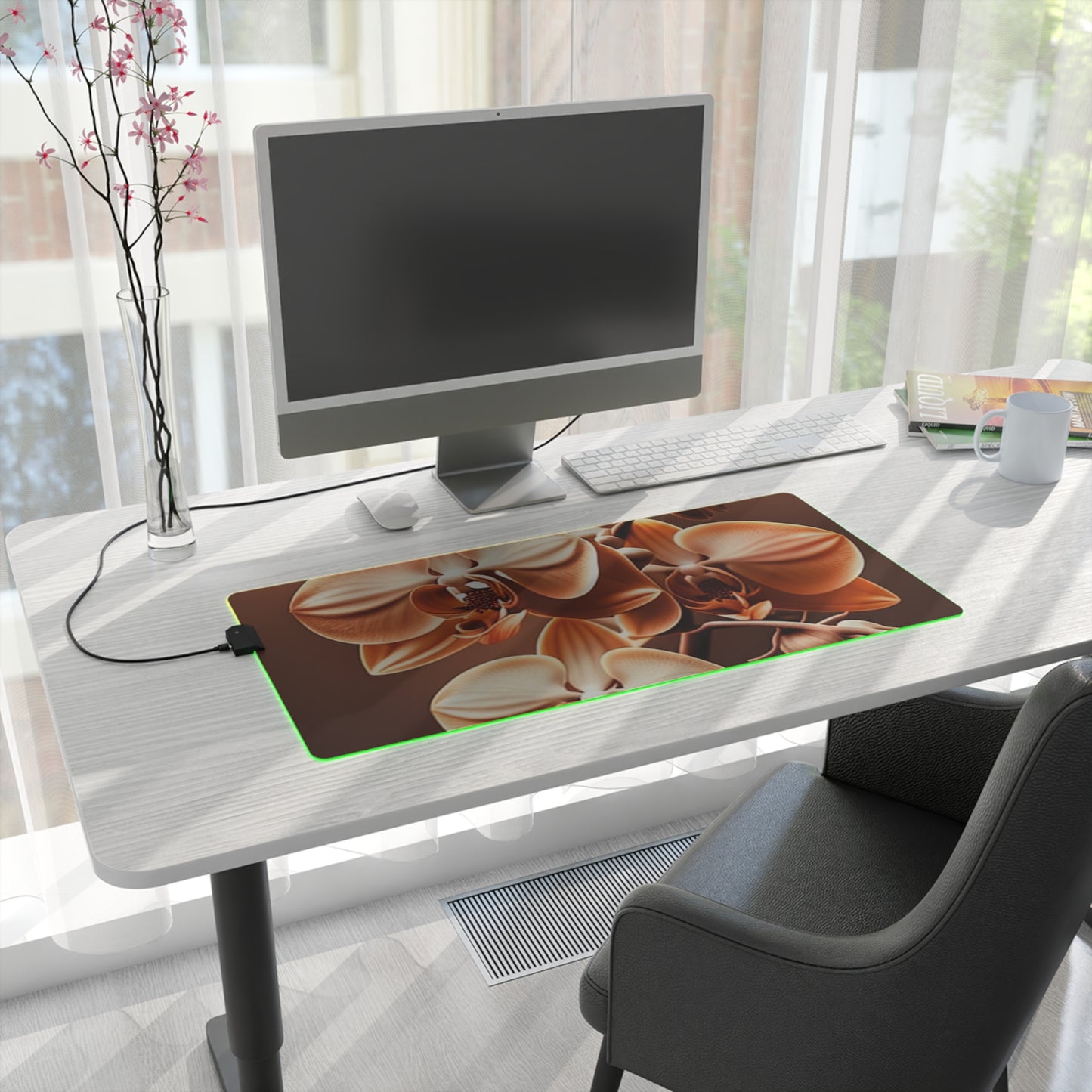 LED Gaming Mouse Pad orchid pedals 3