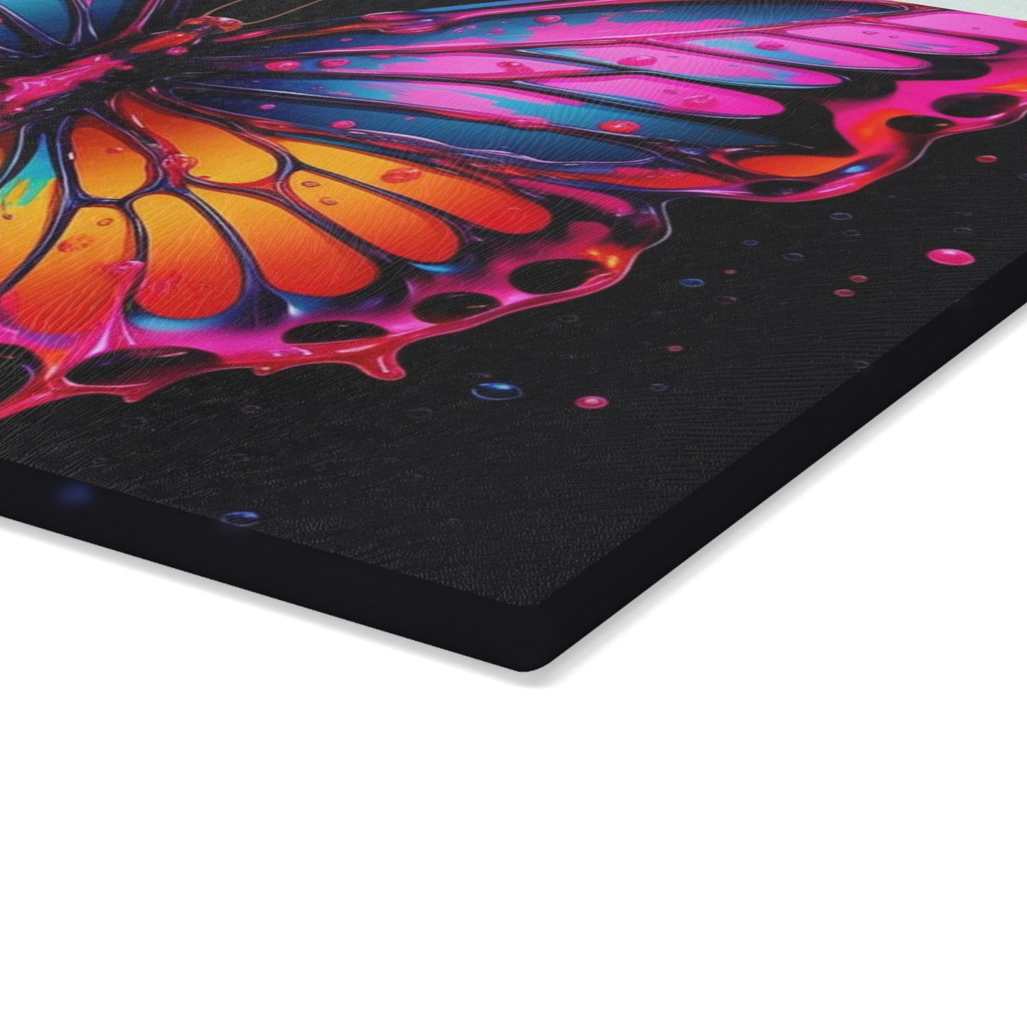 Glass Cutting Board Pink Butterfly Flair 1