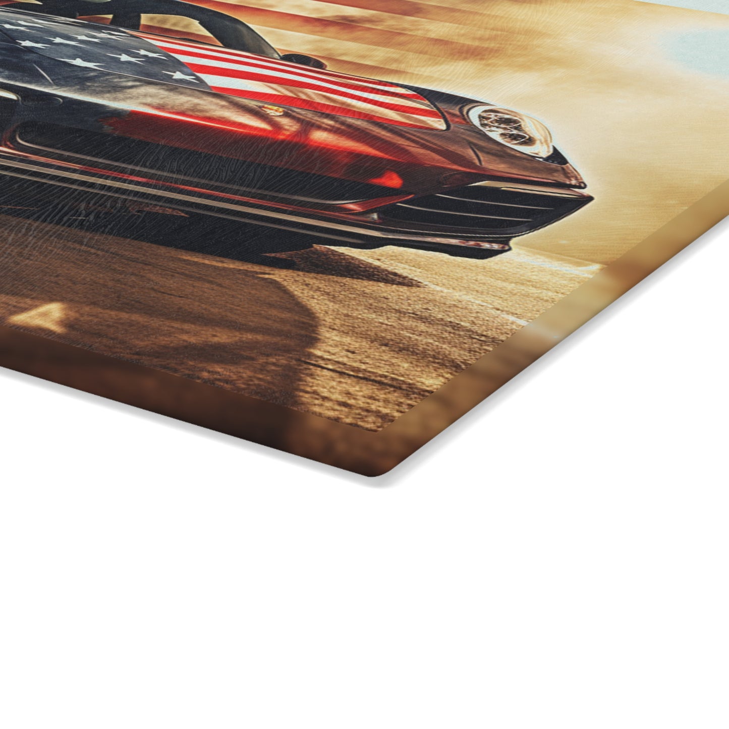 Glass Cutting Board Abstract American Flag Background Porsche 1