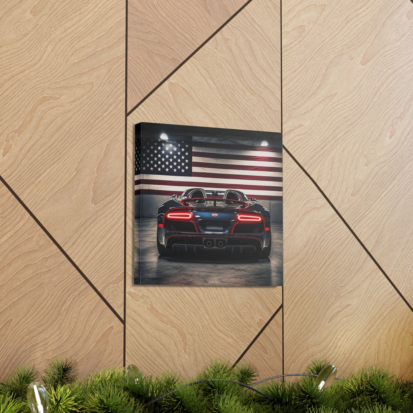 Canvas Gallery Wraps American Flag Background Bugatti 4