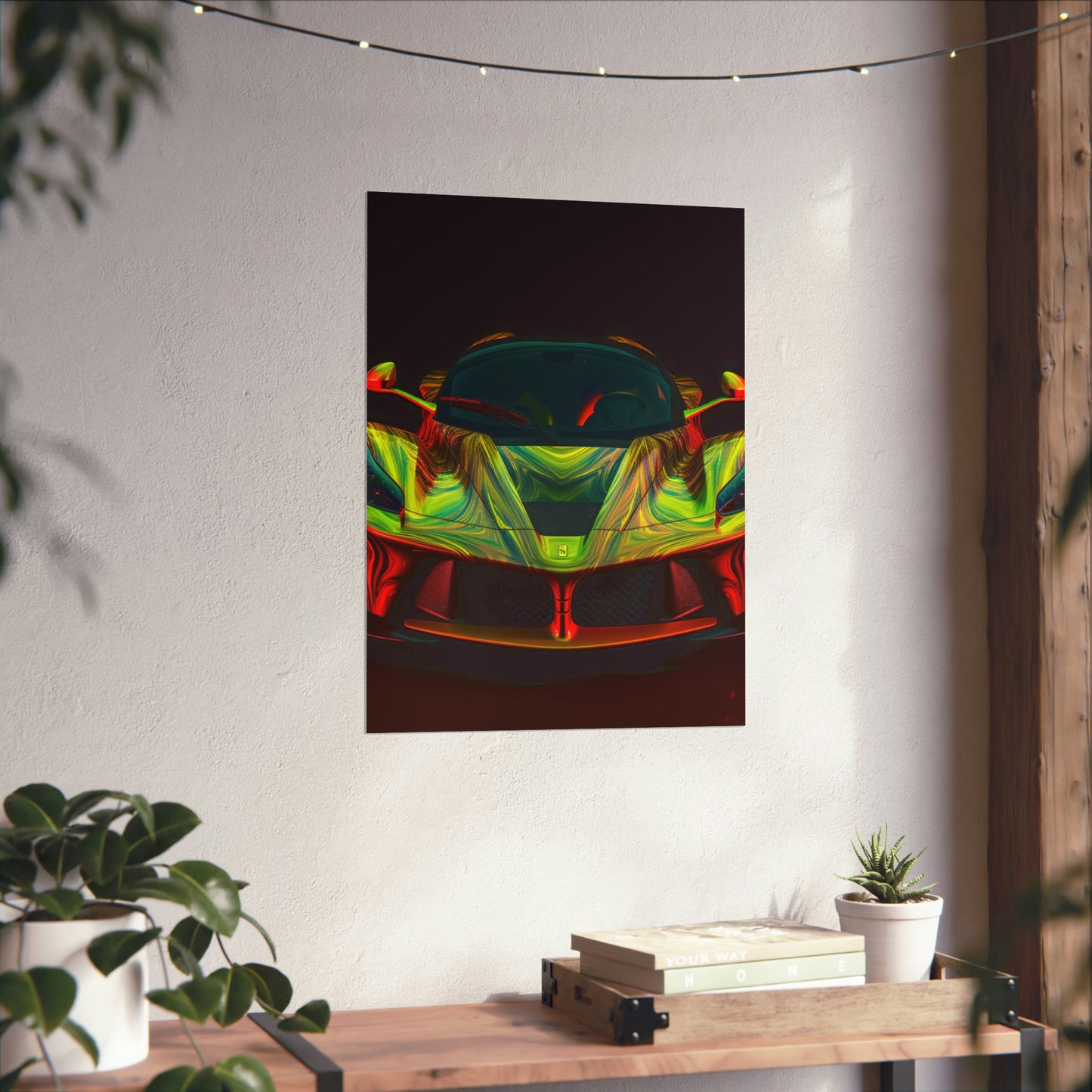 Premium Matte Vertical Posters Ferrari Neon 1