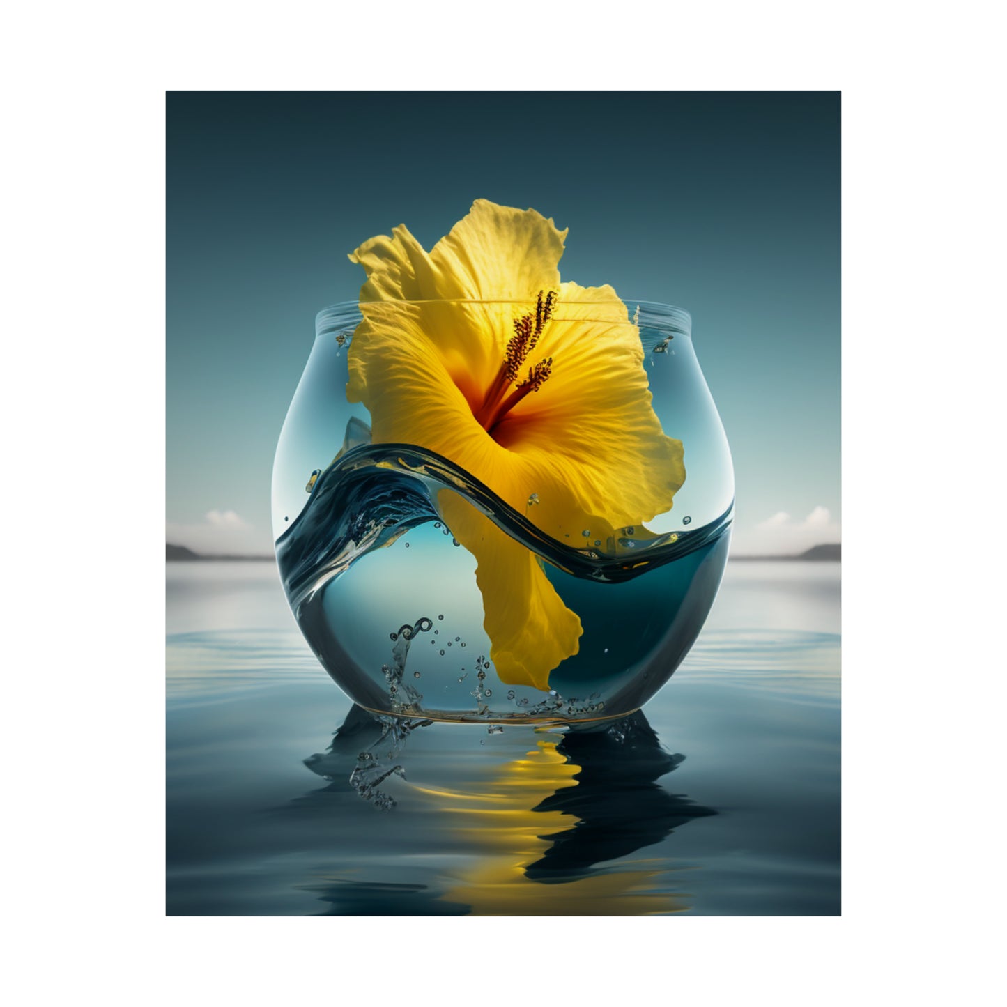 Premium Matte Vertical Posters Yellow Hibiscus glass 4