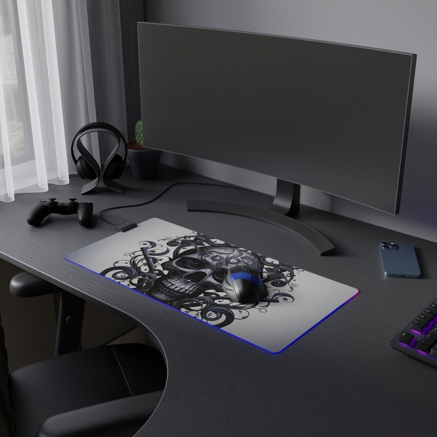 LED Gaming Mouse Pad Skull Treble Clef 1