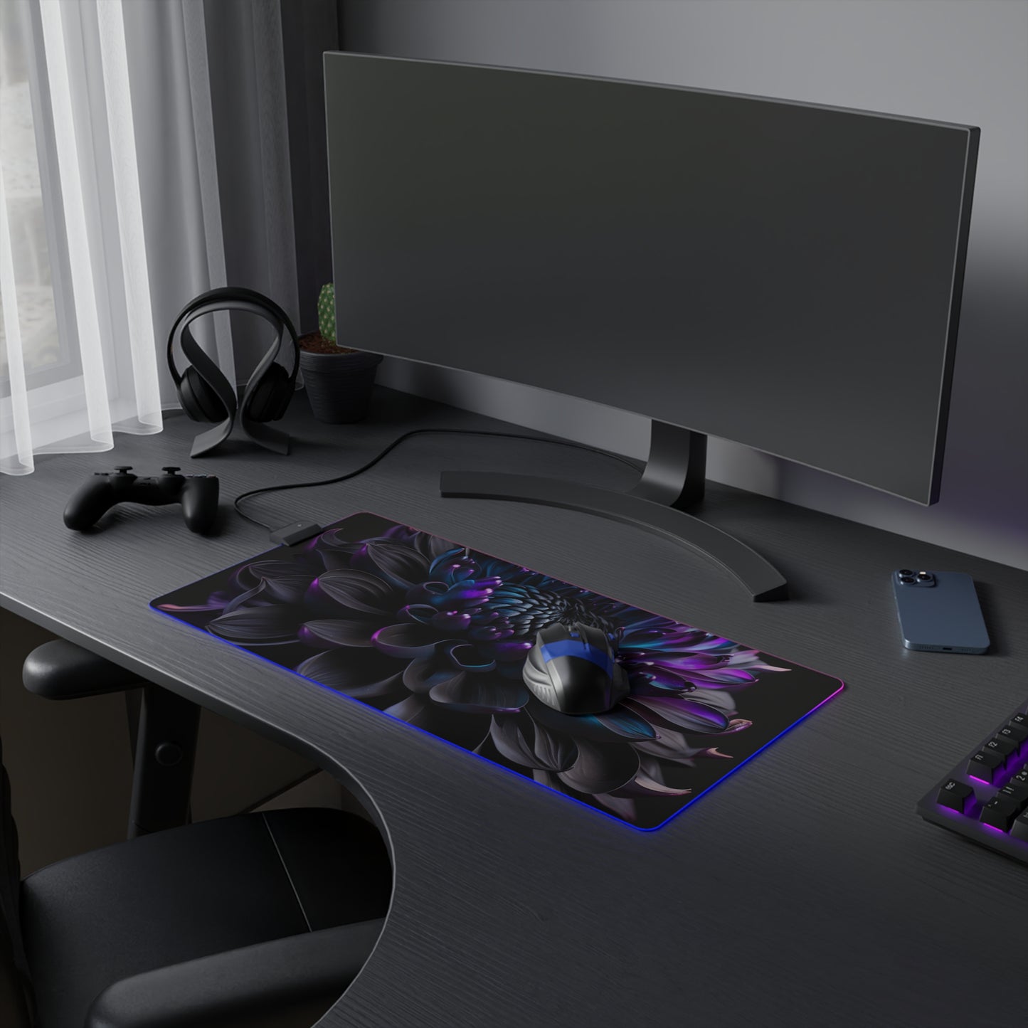 LED Gaming Mouse Pad Dahlia Purple 2