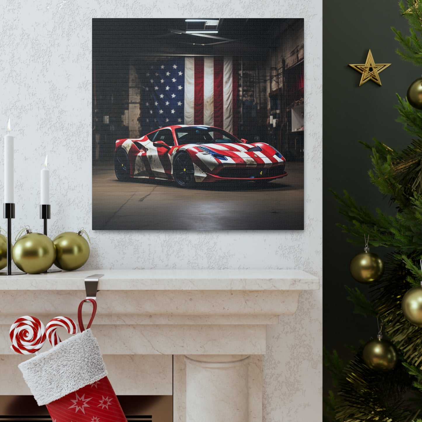 Canvas Gallery Wraps American Flag Farrari 2