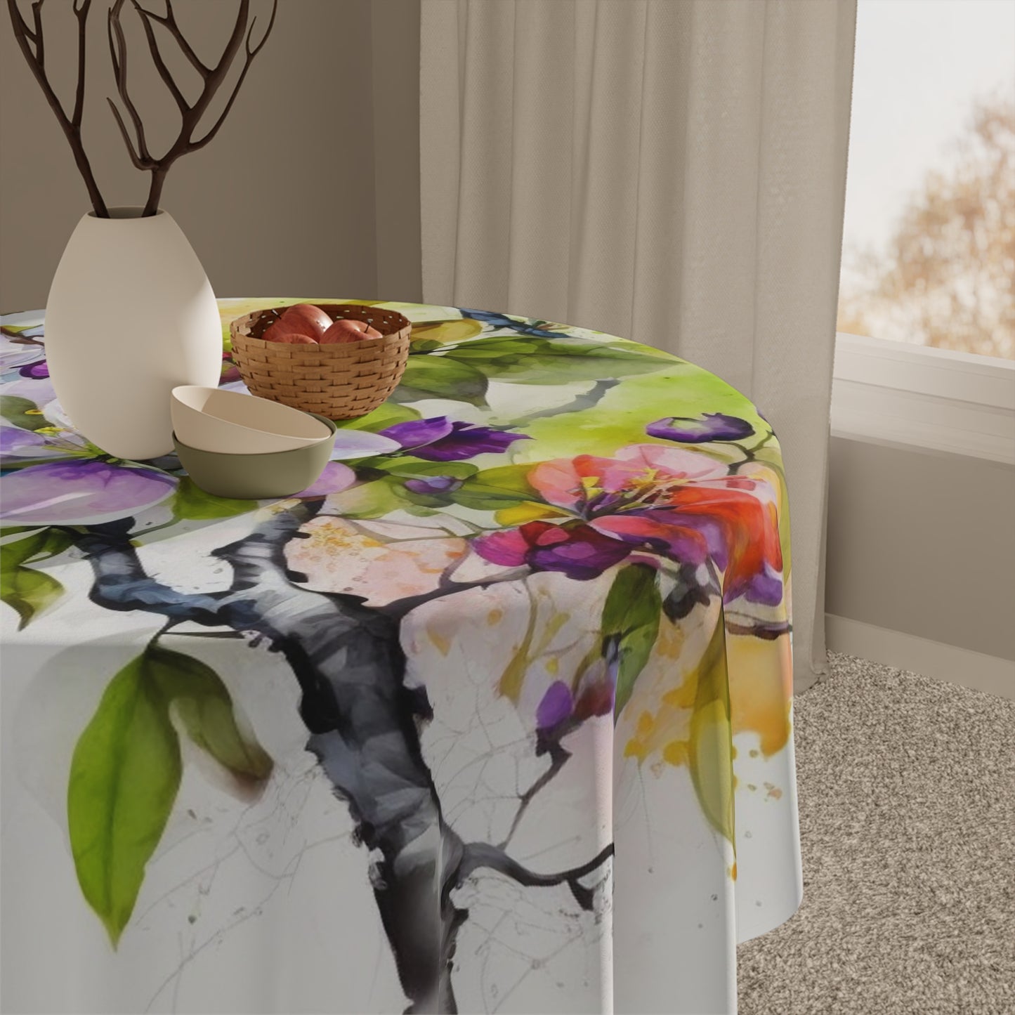 Tablecloth Mother Nature Bright Spring Colors Realistic Watercolor 4