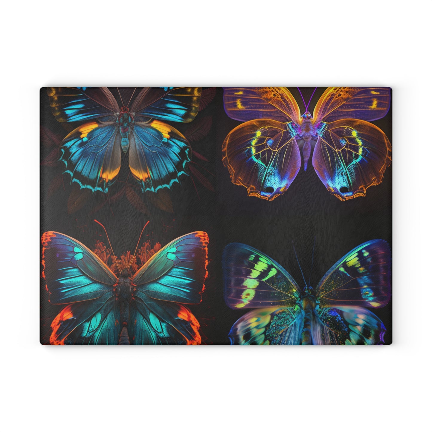 Glass Cutting Board Neon Butterfly Flair 5