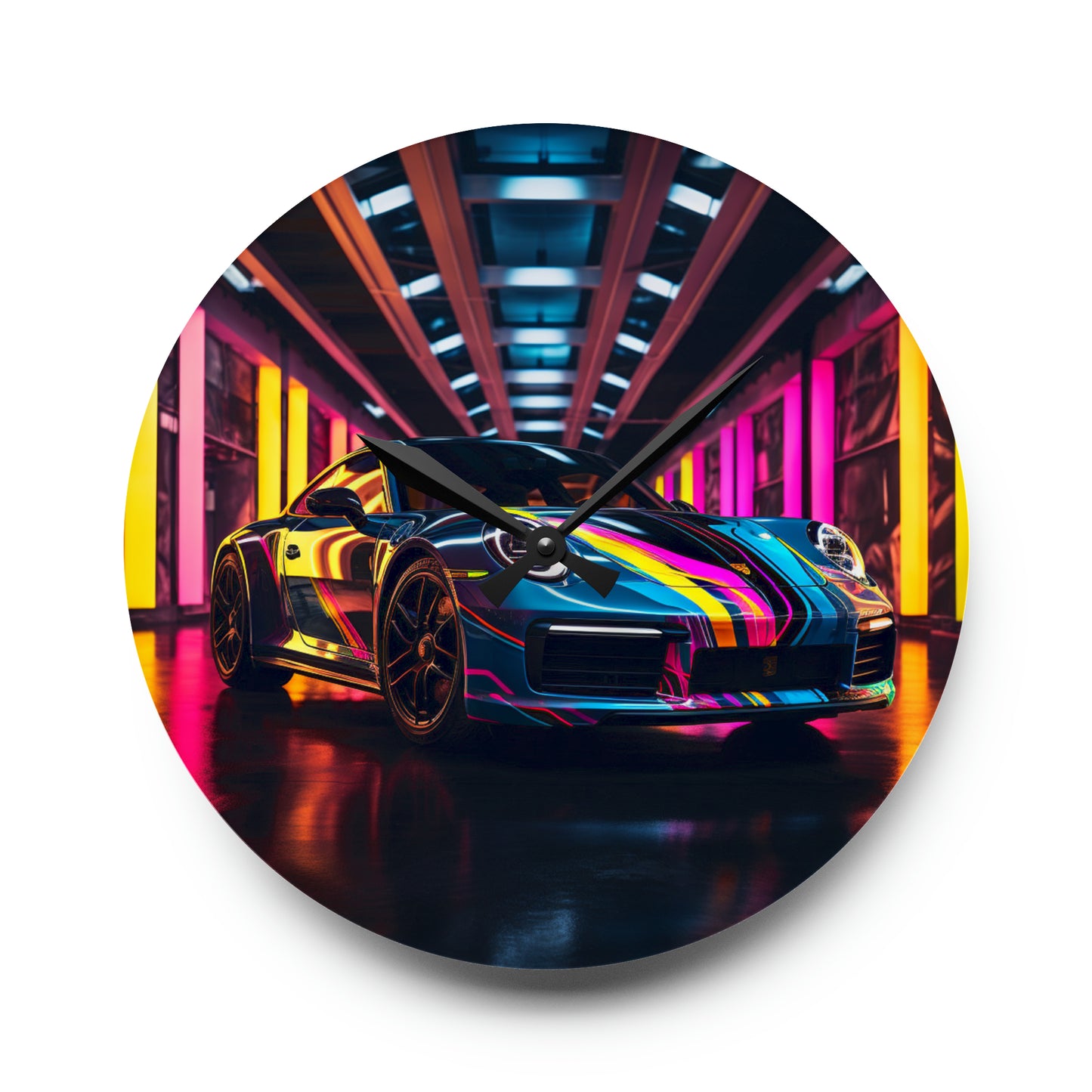 Acrylic Wall Clock Macro Porsche 1