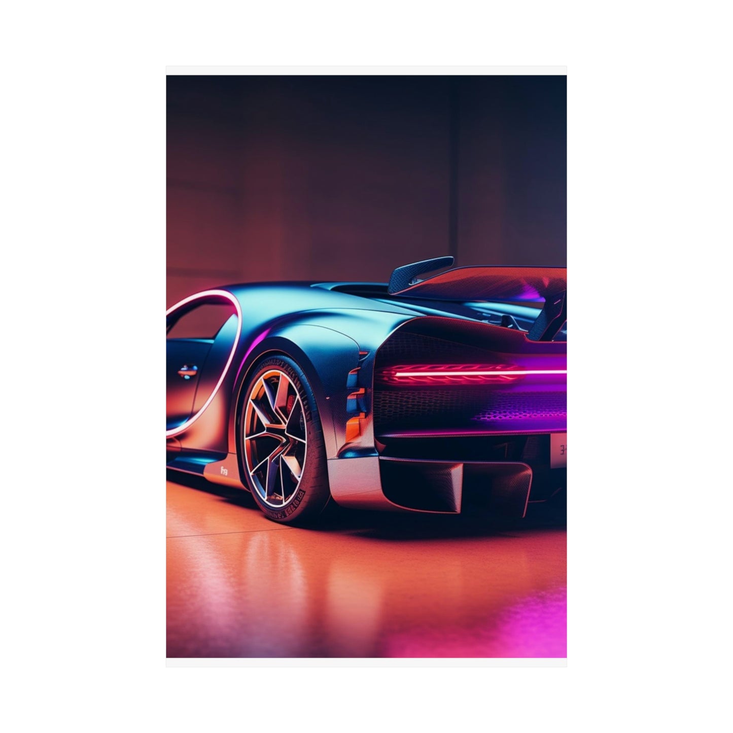 Premium Matte Vertical Posters Hyper Bugatti Neon Chiron 2