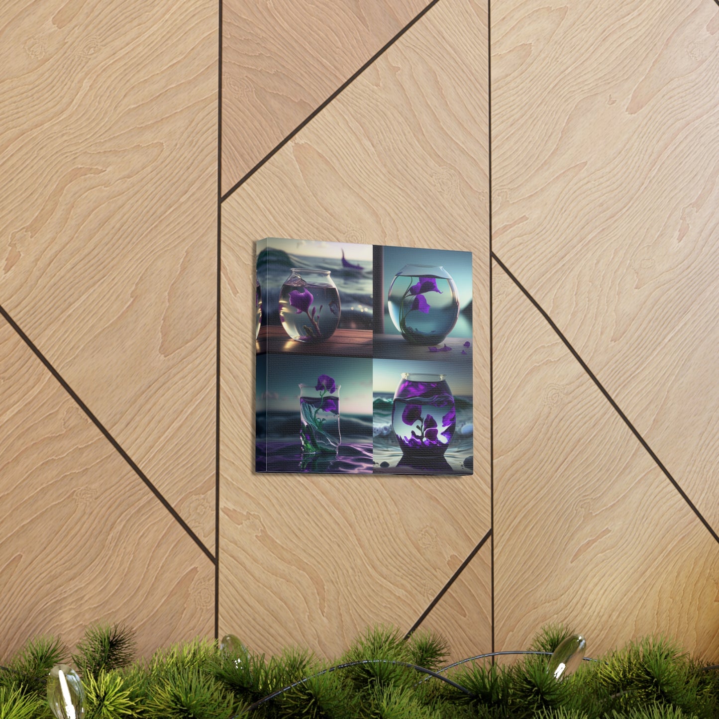 Canvas Gallery Wraps Purple Sweet pea in a vase 5