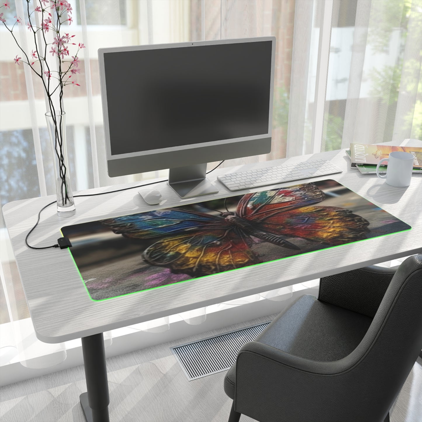 LED Gaming Mouse Pad Liquid Street Butterfly 3