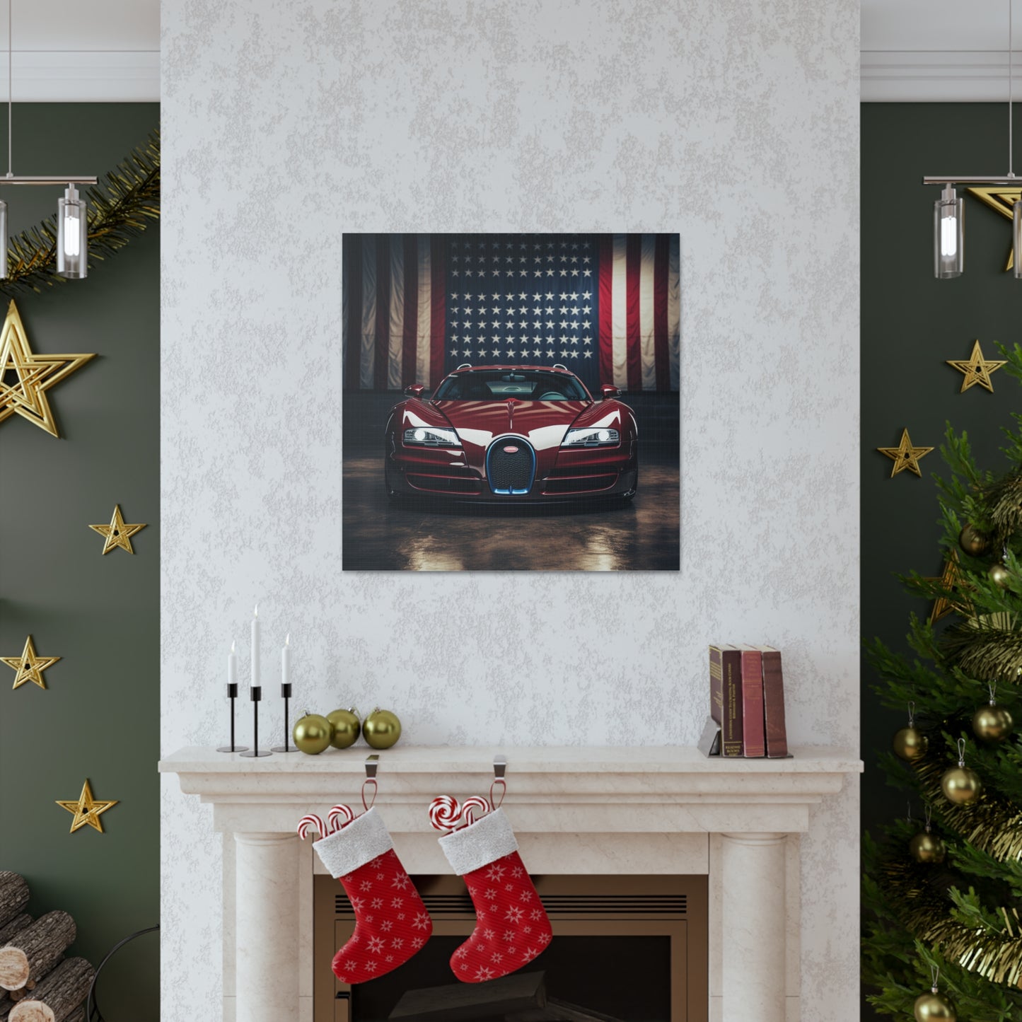 Canvas Gallery Wraps American Flag Background Bugatti 1