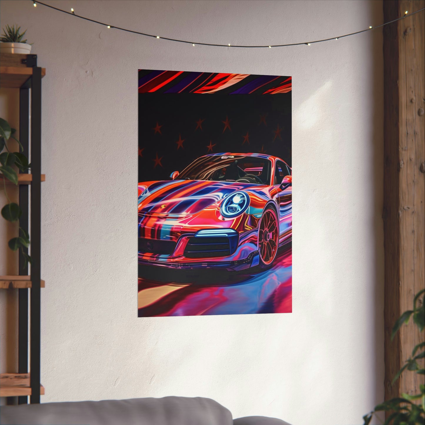 Premium Matte Vertical Posters American Flag Colored Porsche 4