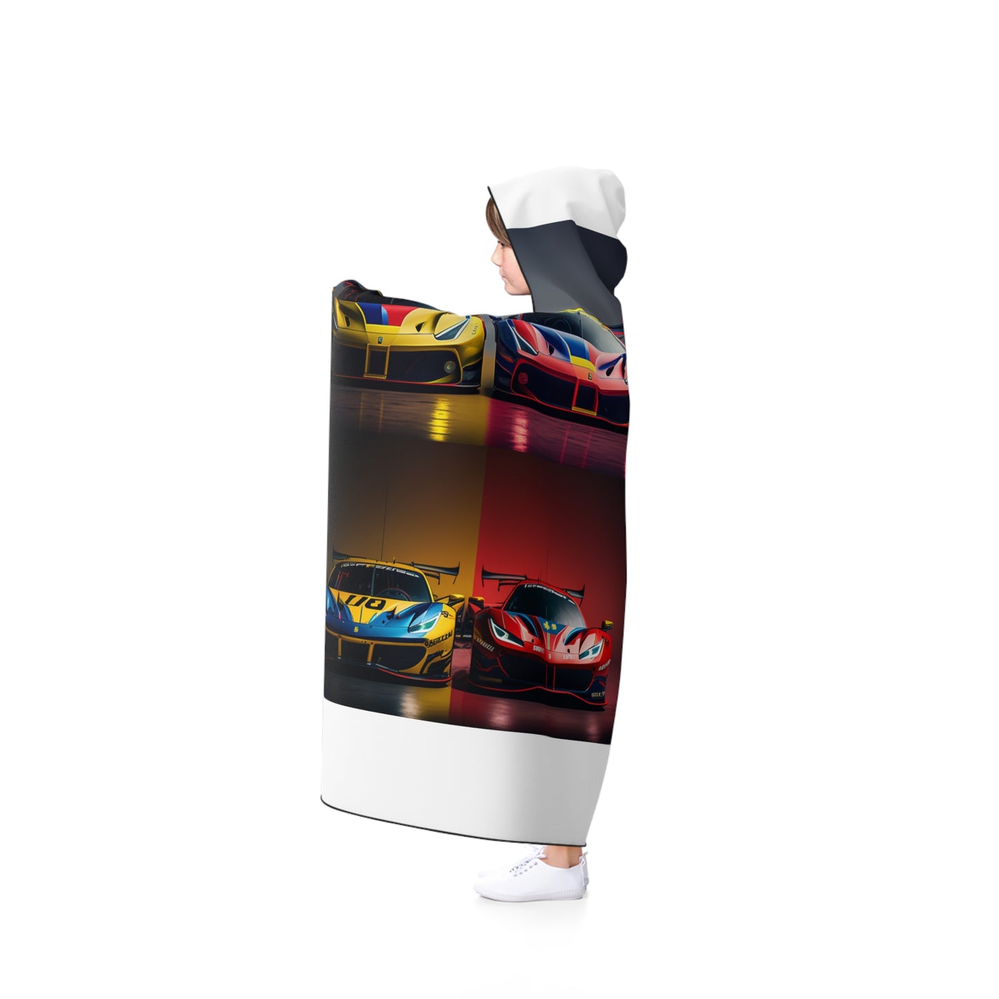 Hooded Blanket Ferrari Red Blue 5