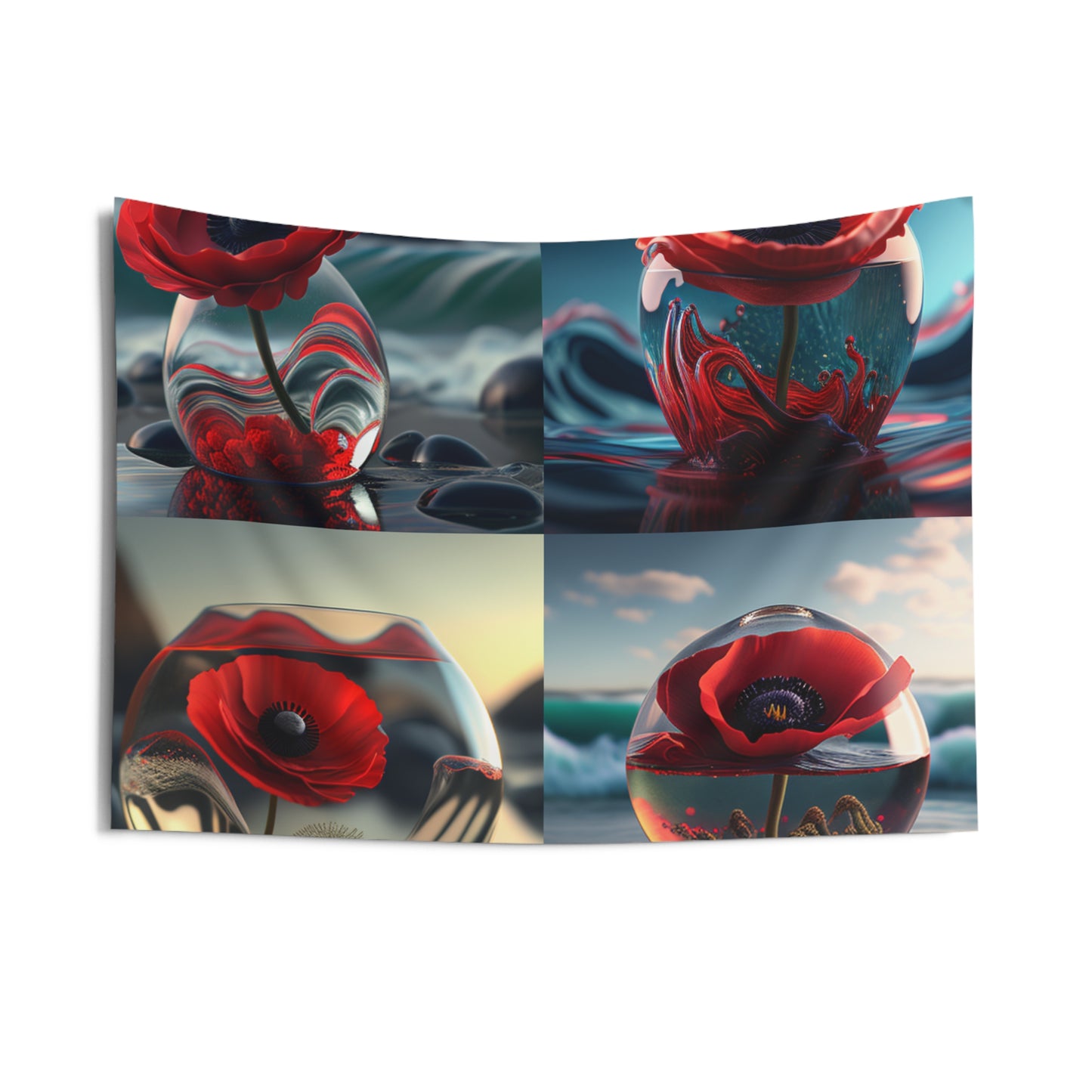 Indoor Wall Tapestries Red Anemone in a Vase 5