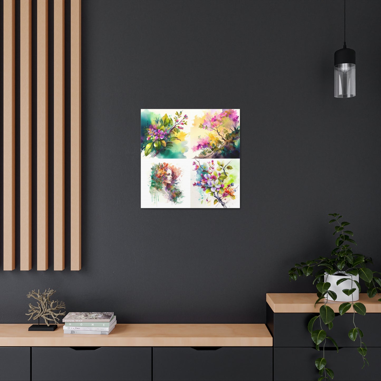 Canvas Gallery Wraps Mother Nature Bright Spring Colors Realistic Watercolor 5