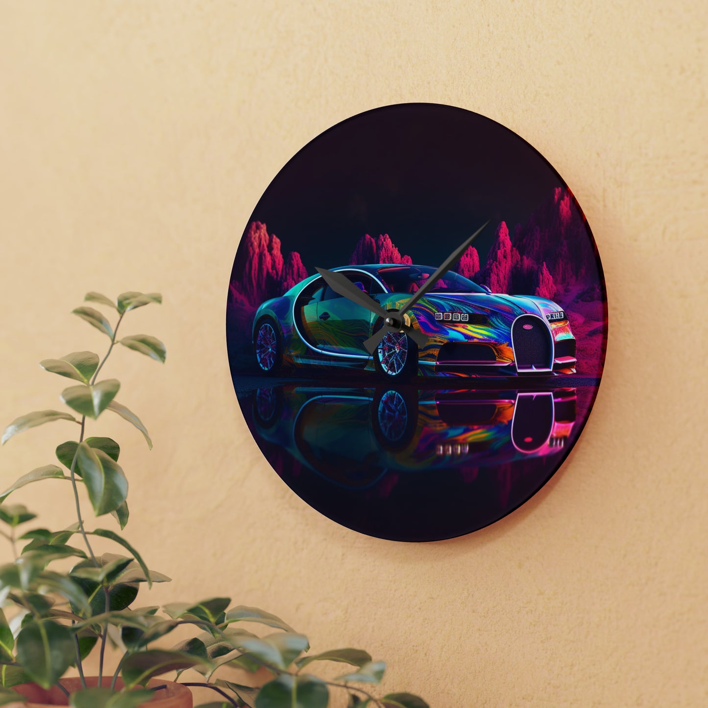 Acrylic Wall Clock Florescent Bugatti Flair 2